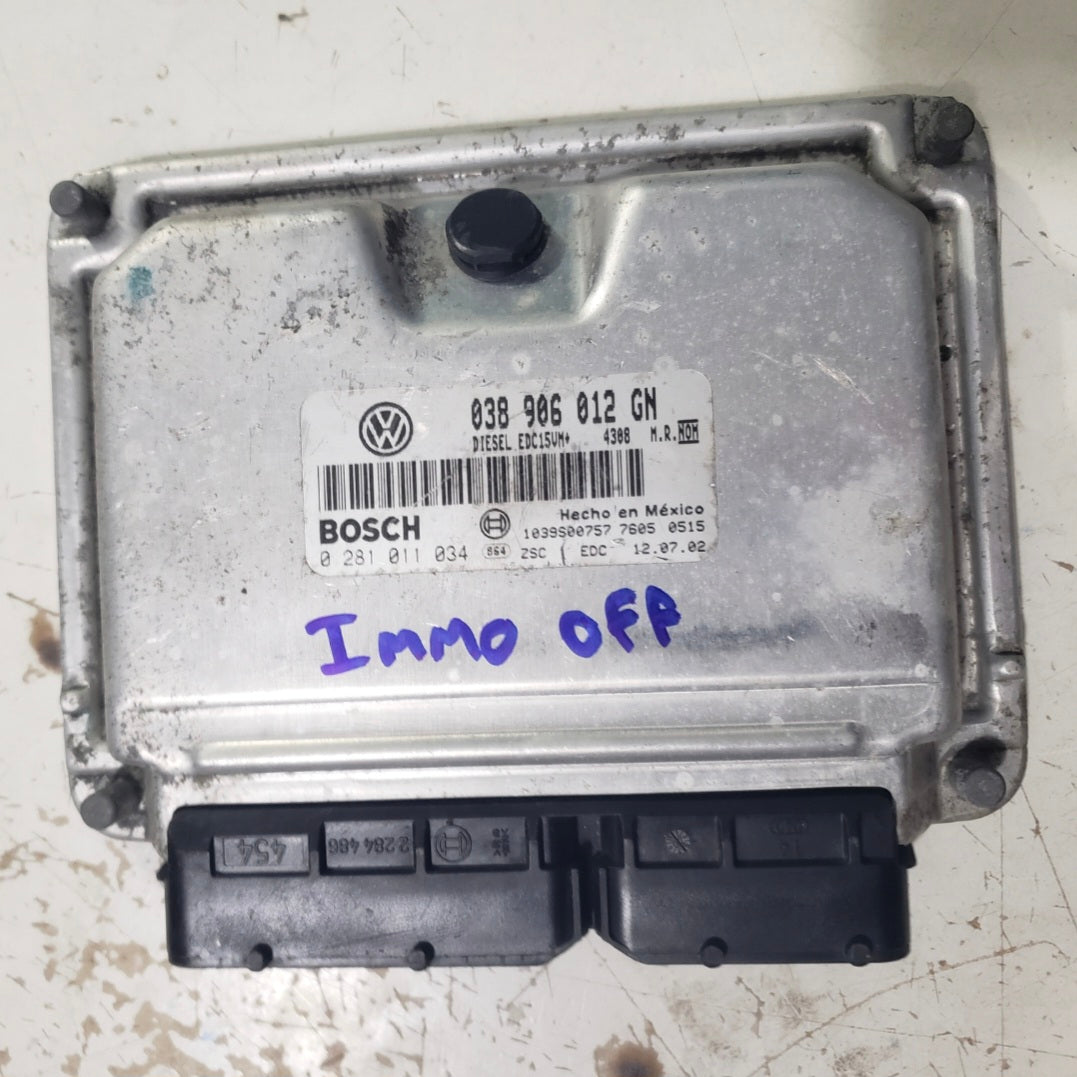 2000 - 2003 VW 1.9L TDI ALH immobilizer delete service for ecu p/n: 038906012