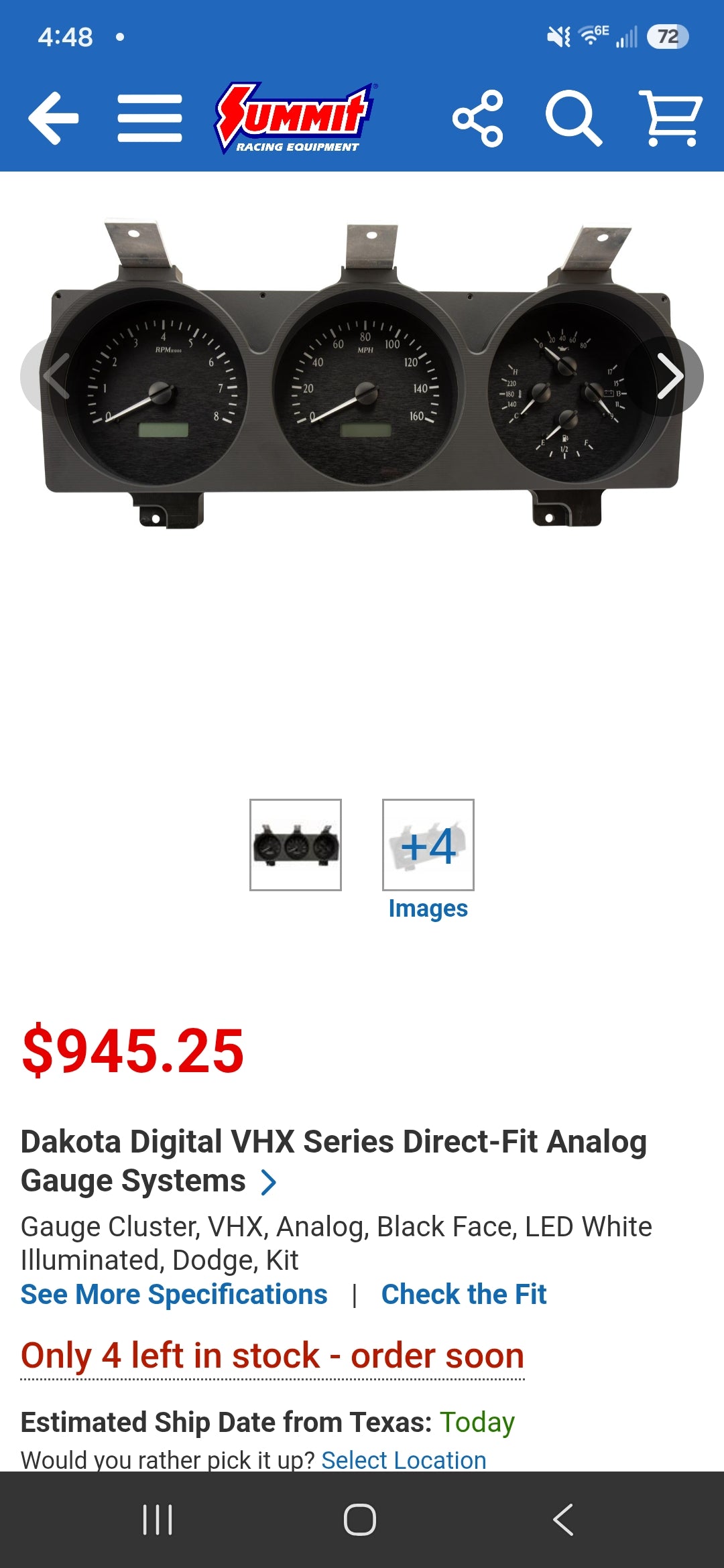 Dakota Digital VHX Series Gauge Cluster 1981-1993 Dodge Truck VHX-81D-PU-K-W